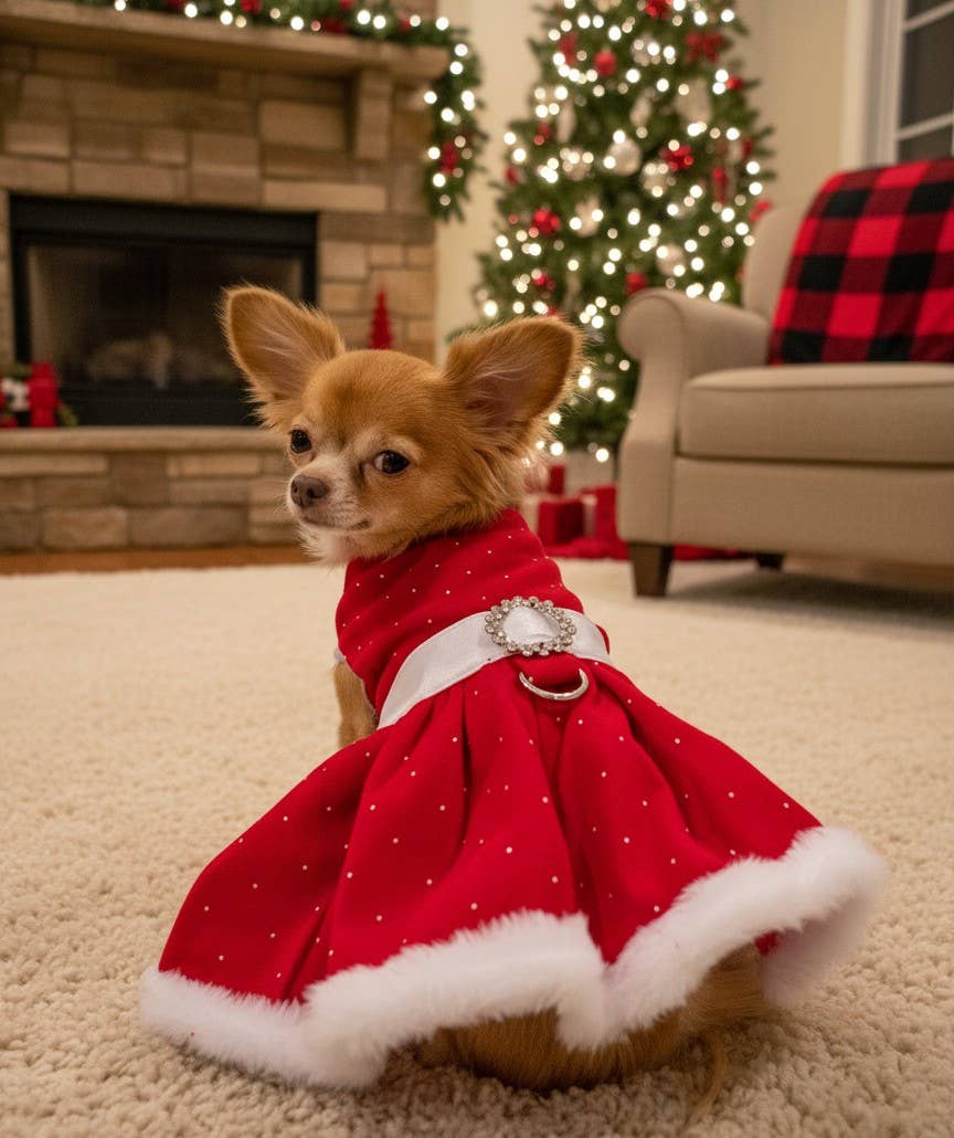 Red Velvet Sparkle Dog Dress